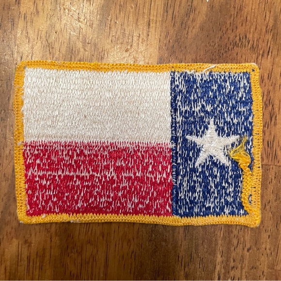 VTG Retro Texas Flag Sew On Patch Applique 3.25”x2.25” Red White Blue Yellow 1:6 - Picture 4 of 5